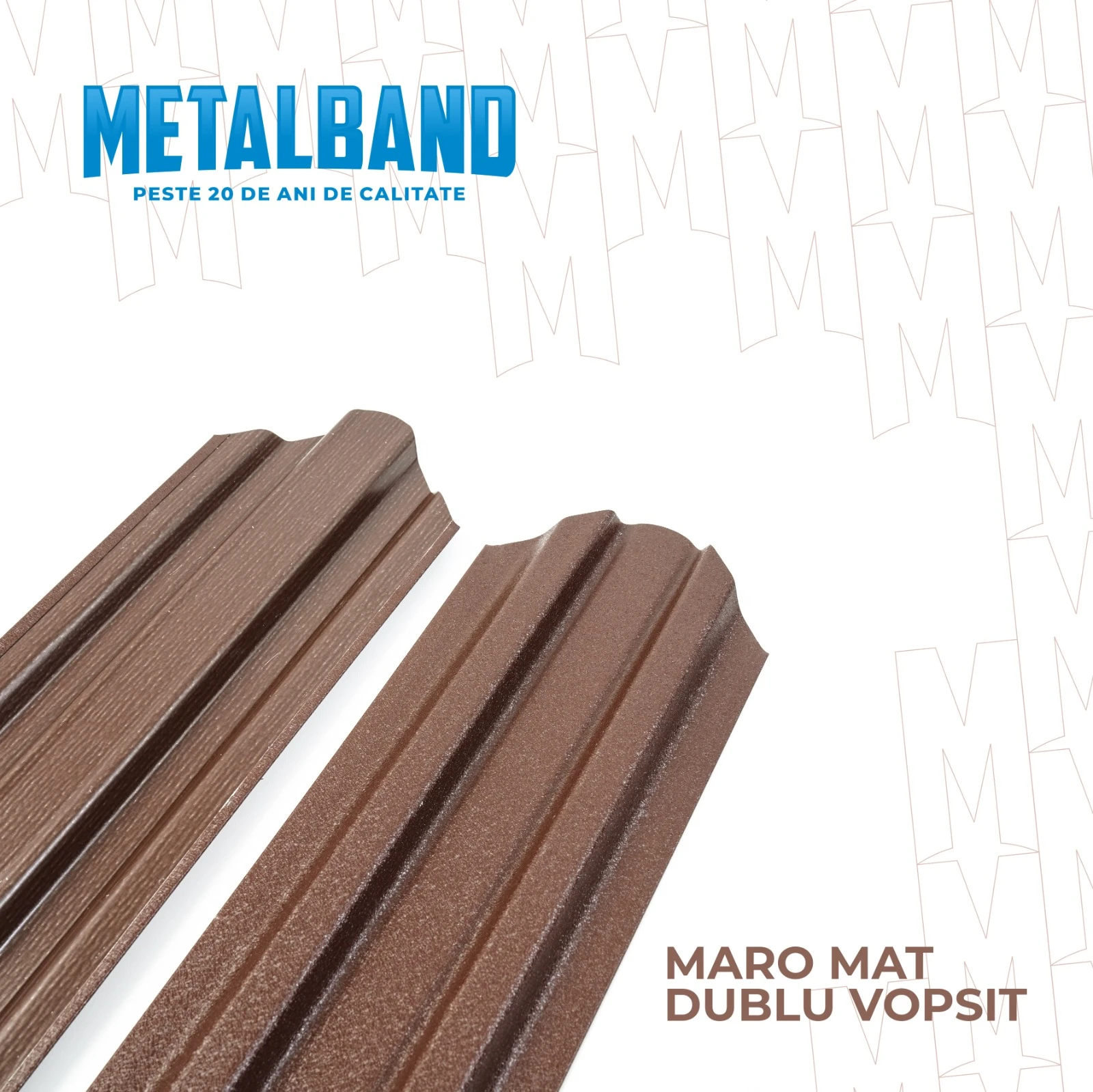Șipcă metalica de gard maro mat dublu vopsita de la Metalband